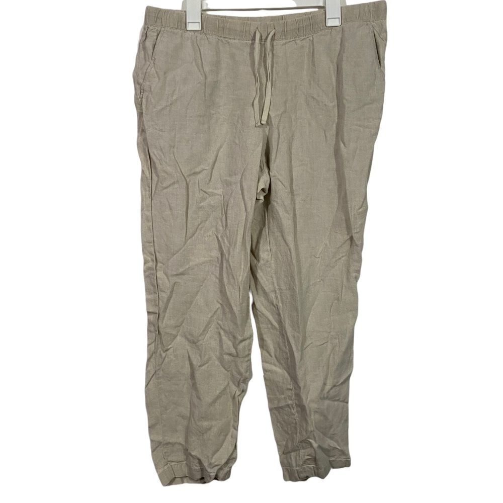J. Jill Love Linen Cream Colored Casual Pull Tapered Leg  Pants